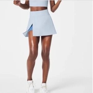 SPANX Booty Boost Get Moving Contour Rib Front Slit Skort, Oxford Blue, Small